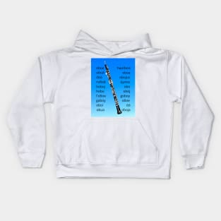 Oboe in many Languages blue Kids Hoodie